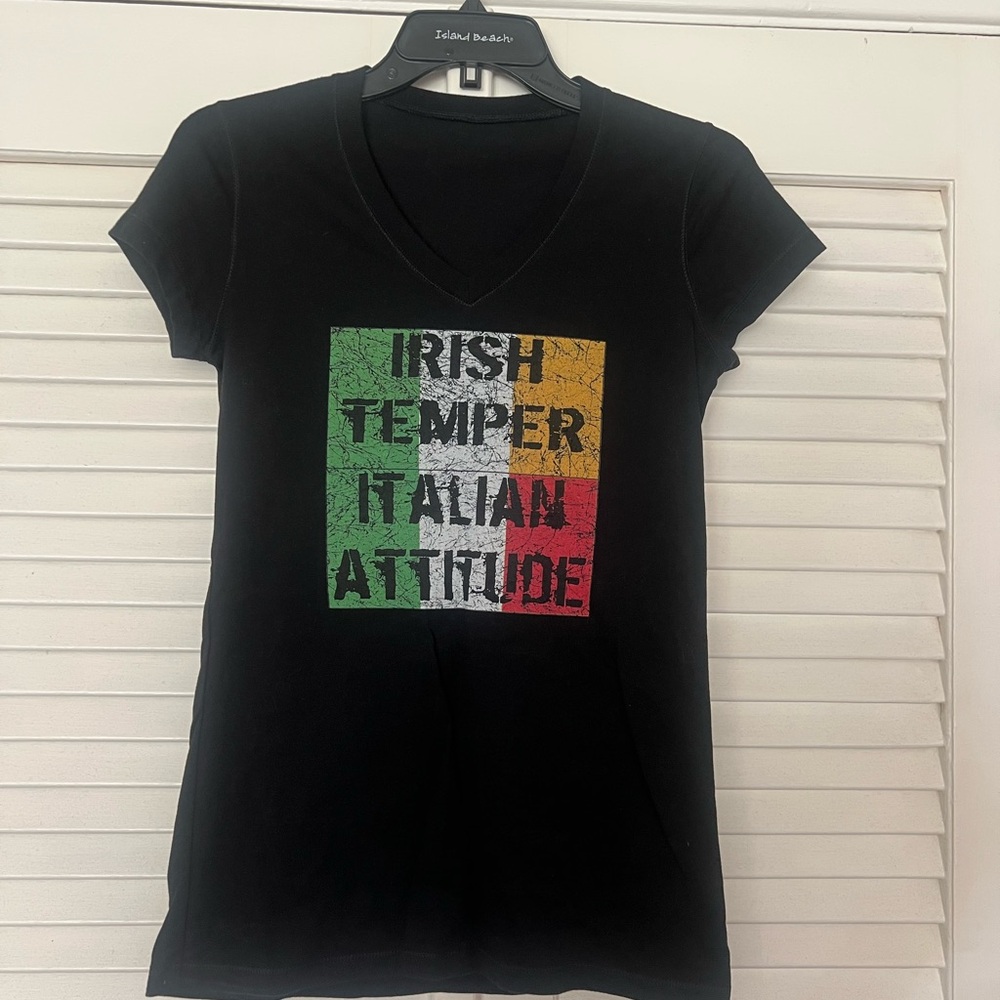 Small Black Graphic V-Neck Women's T-Shirt